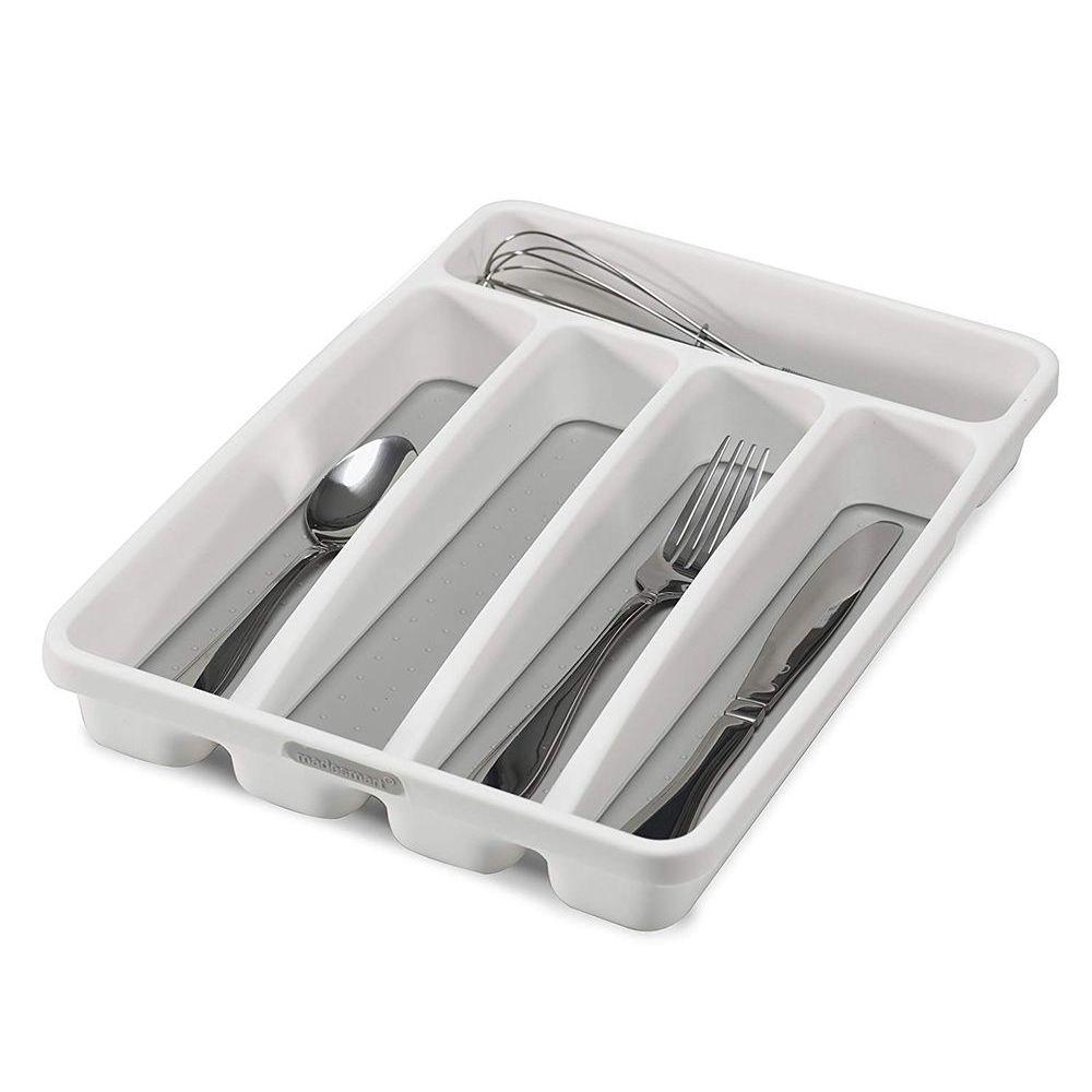 Madesmart Mini 5 Compartment Grip Base Cutlery Tray White - KITCHEN - Cutlery Trays - Soko and Co