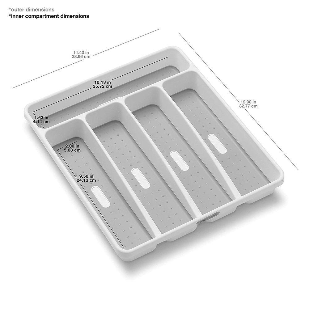 Madesmart Small 5 Compartment Grip Base Cutlery Tray White - KITCHEN - Cutlery Trays - Soko and Co