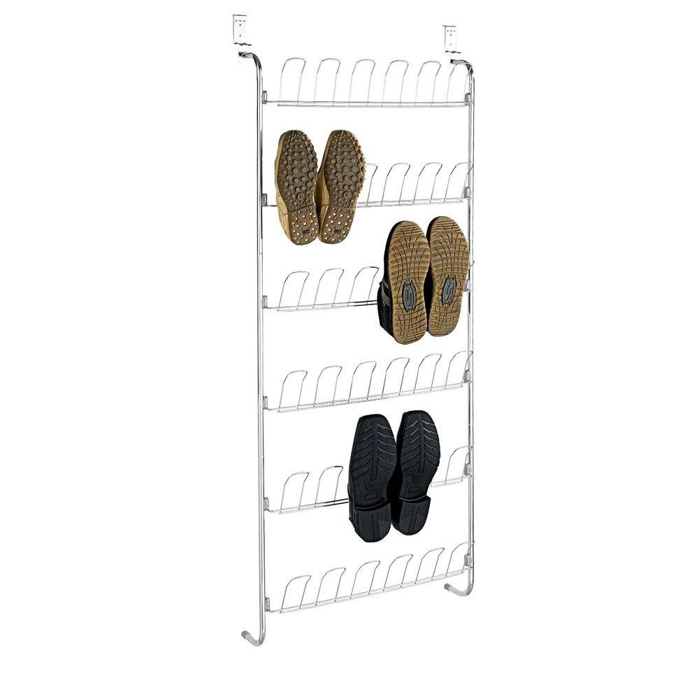 Marcello 18 Pair Wall Mounted & Over Door Shoe Rack Chrome - WARDROBE - Shoe Storage - Soko and Co