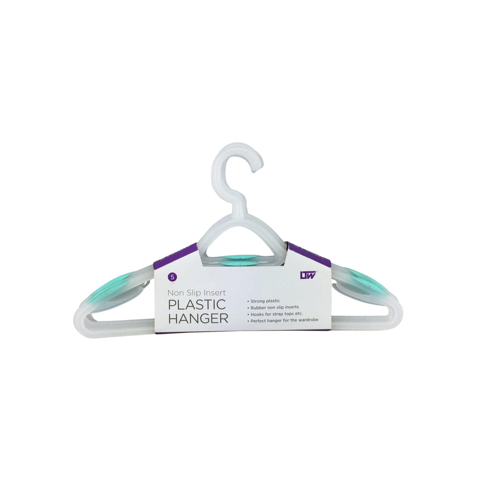 Non-Slip Plastic Coat Hangers 5 Pack White - WARDROBE - Clothes Hangers - Soko and Co