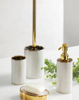 Nuria Ceramic Soap Dispenser White Gold - BATHROOM - Soap Dispensers and Trays - Soko and Co