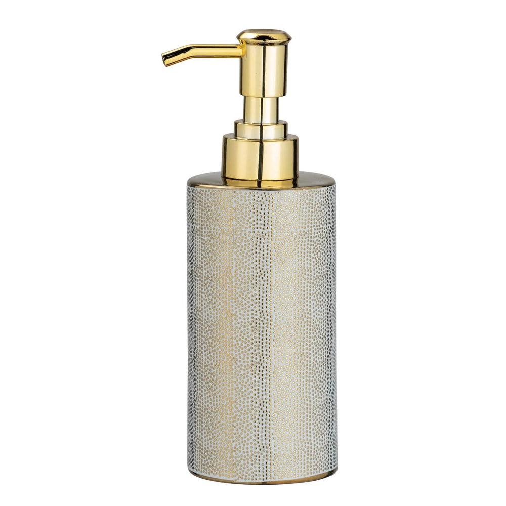 Nuria Ceramic Soap Dispenser White Gold - BATHROOM - Soap Dispensers and Trays - Soko and Co
