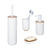 Posa 4 Piece Bathroom Accessories Set White & Bamboo - BATHROOM - Bathroom Accessory Sets - Soko and Co