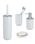 Posa 4 Piece Bathroom Accessories Set White & Chrome - BATHROOM - Bathroom Accessory Sets - Soko and Co