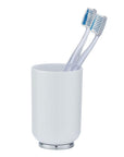 Posa Toothbrush Tumbler White & Chrome - BATHROOM - Toothbrush Holders - Soko and Co