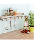 Premium Wall Mounted Spice Rack & Hanging Rail Bamboo & Steel - KITCHEN - Spice Racks - Soko and Co