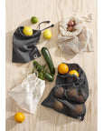 Recycled Cotton Mesh Produce Bags 4 Pack Charcoal - LIFESTYLE - Shopping Bags and Trolleys - Soko and Co