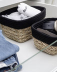 Rika Small Rectangular Storage Basket Black & Natural - HOME STORAGE - Baskets and Totes - Soko and Co