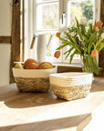 Rika Small Rectangular Storage Basket White & Natural - HOME STORAGE - Baskets and Totes - Soko and Co