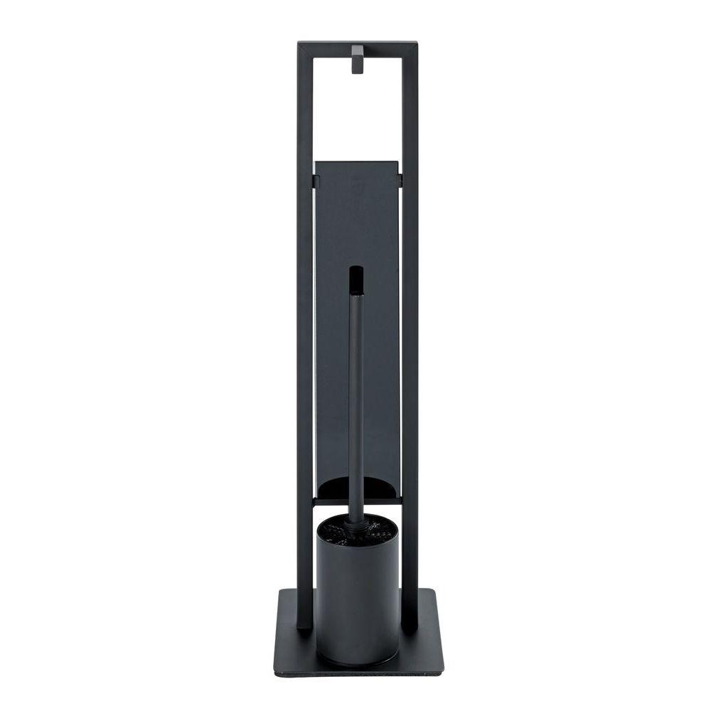 Rivalta Freestanding Toilet Brush &amp; Roll Holder Black - BATHROOM - Toilet Brushes - Soko and Co