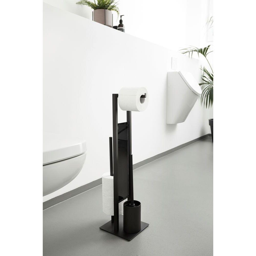 Rivalta Freestanding Toilet Brush &amp; Roll Holder Black - BATHROOM - Toilet Brushes - Soko and Co
