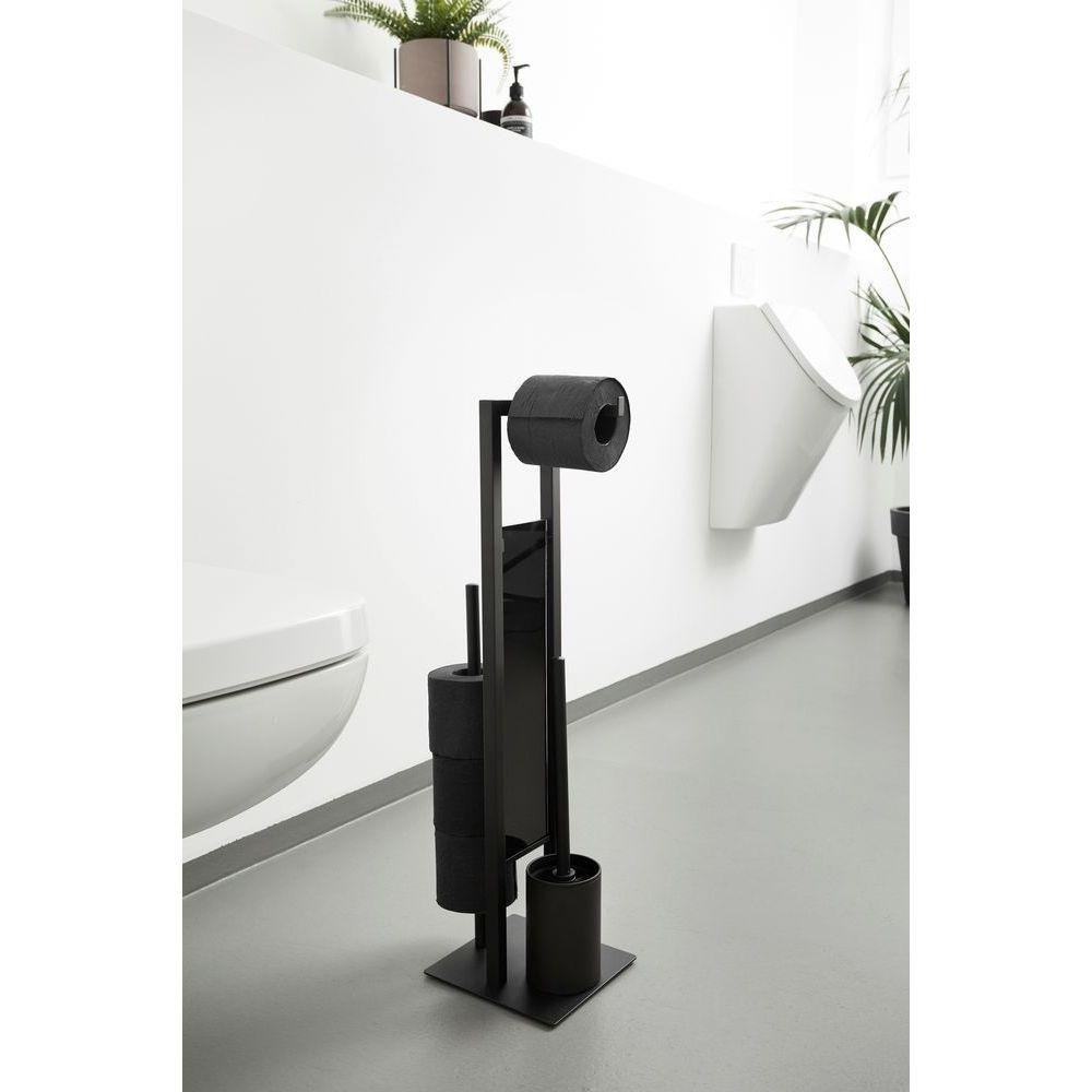 Rivalta Freestanding Toilet Brush &amp; Roll Holder Black - BATHROOM - Toilet Brushes - Soko and Co
