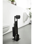 Rivalta Freestanding Toilet Brush & Roll Holder Black - BATHROOM - Toilet Brushes - Soko and Co