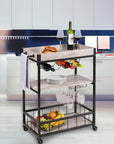 Rustico 3 Tier Kitchen Trolley Black - HOME STORAGE - Storage Trolleys - Soko and Co