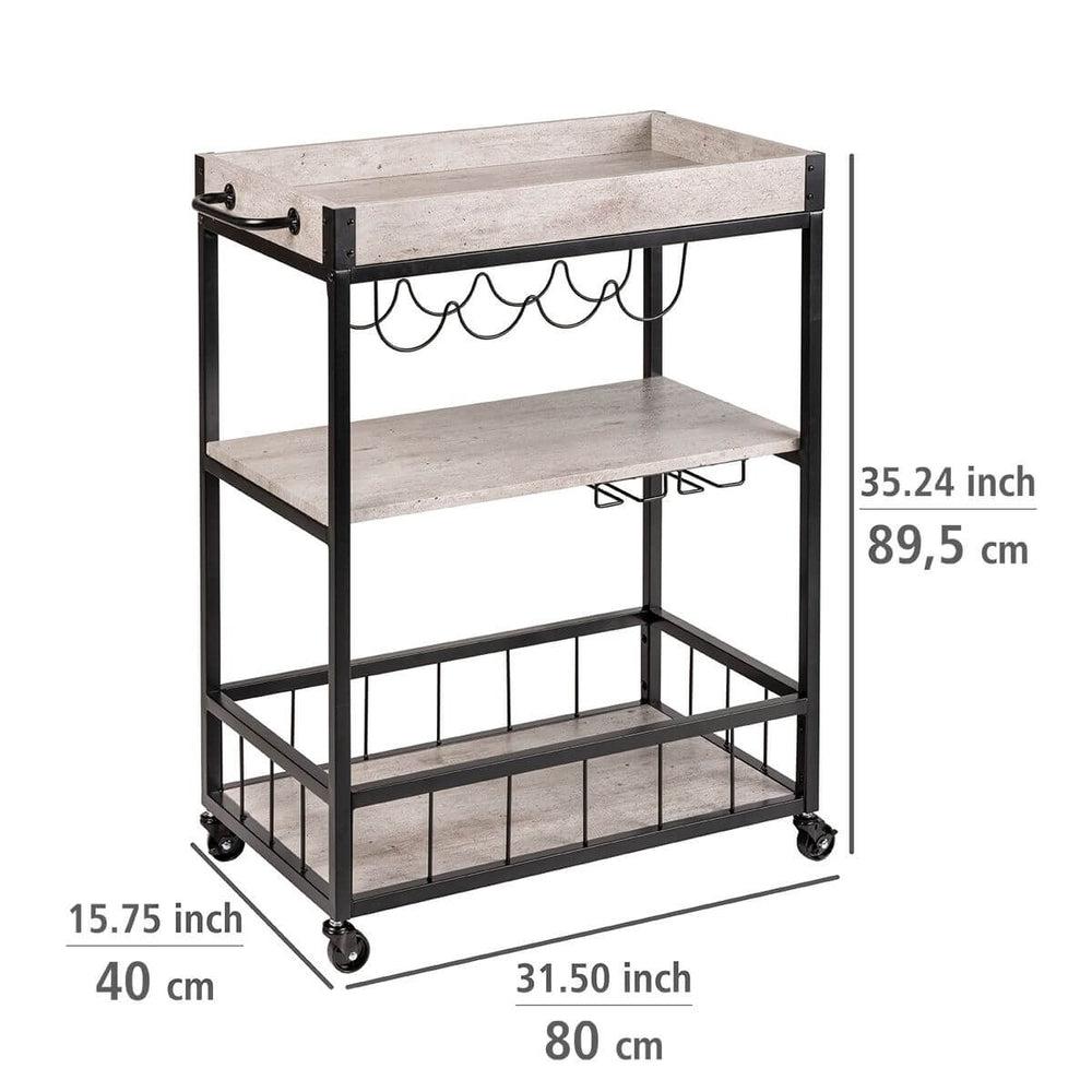 Rustico 3 Tier Kitchen Trolley Black - HOME STORAGE - Storage Trolleys - Soko and Co