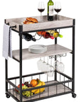 Rustico 3 Tier Kitchen Trolley Black - HOME STORAGE - Storage Trolleys - Soko and Co