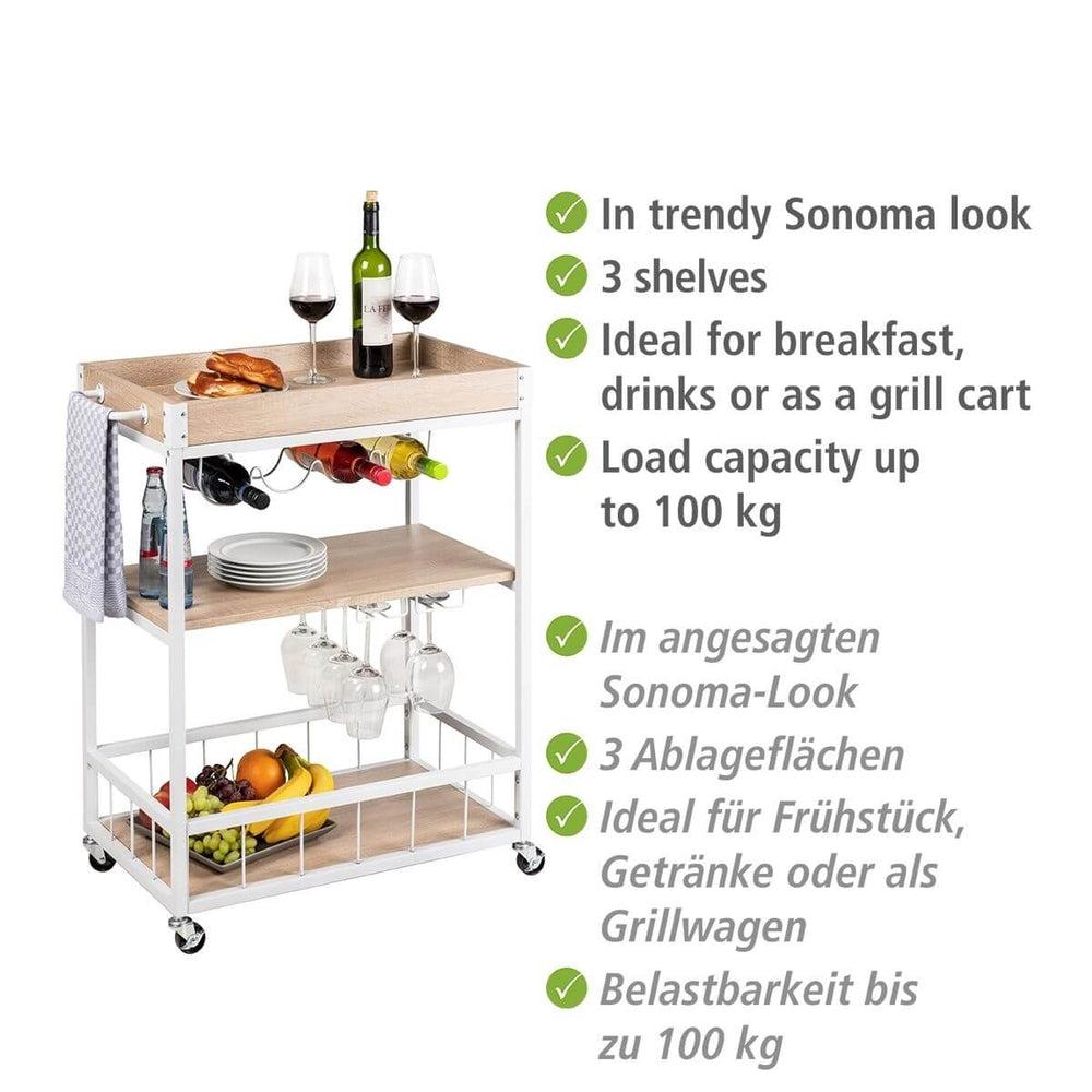 Rustico 3 Tier Kitchen Trolley White - HOME STORAGE - Storage Trolleys - Soko and Co