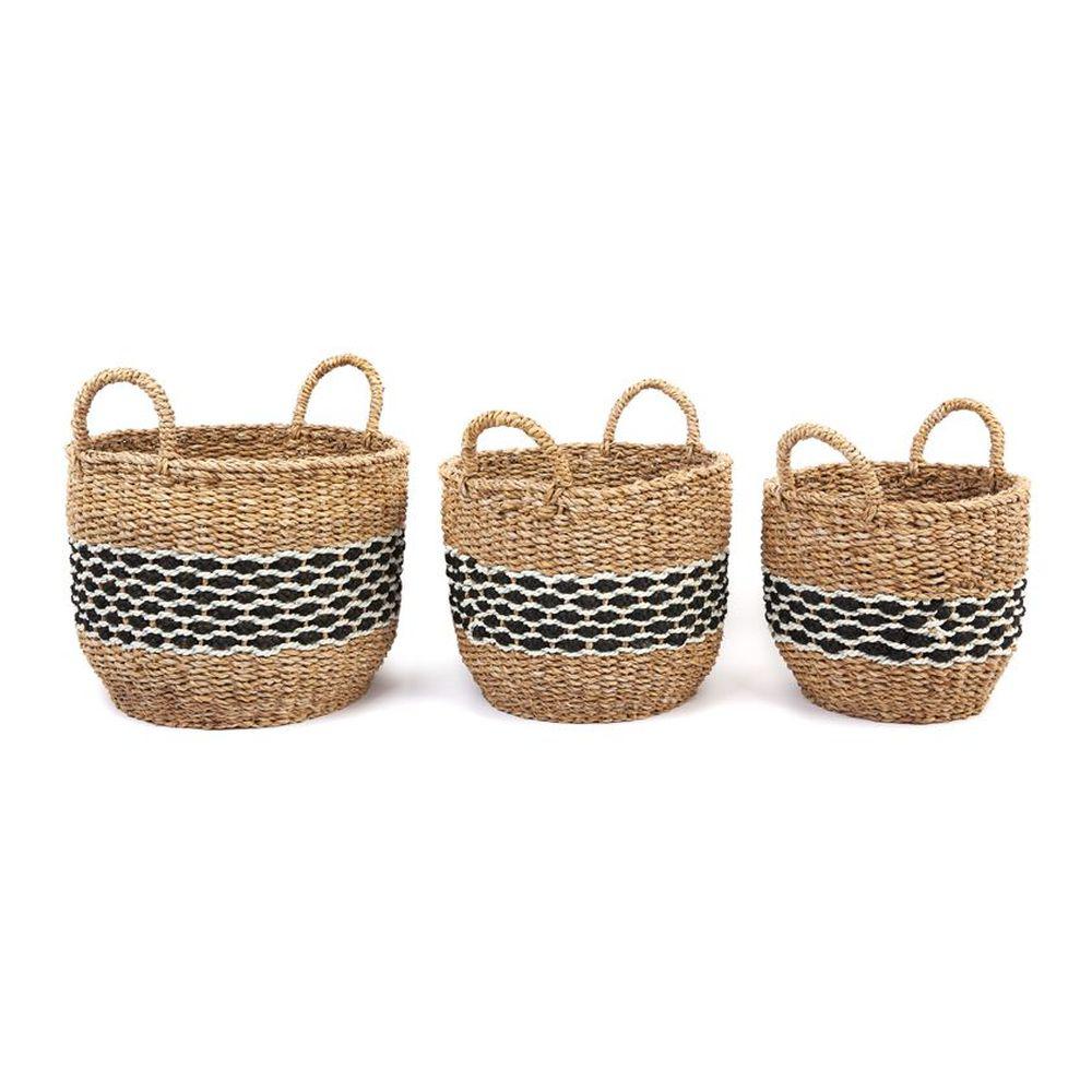 Sadar Medium Round Seagrass Storage Basket - HOME STORAGE - Baskets and Totes - Soko and Co