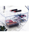 Sarah Tanno by iDesign 3 Drawer Wide Makeup Organiser Clear - BATHROOM - Makeup Storage - Soko and Co