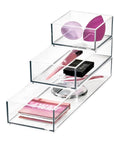 Sarah Tanno by iDesign 3 Piece Stack & Slide Makeup Organiser Clear - BATHROOM - Makeup Storage - Soko and Co