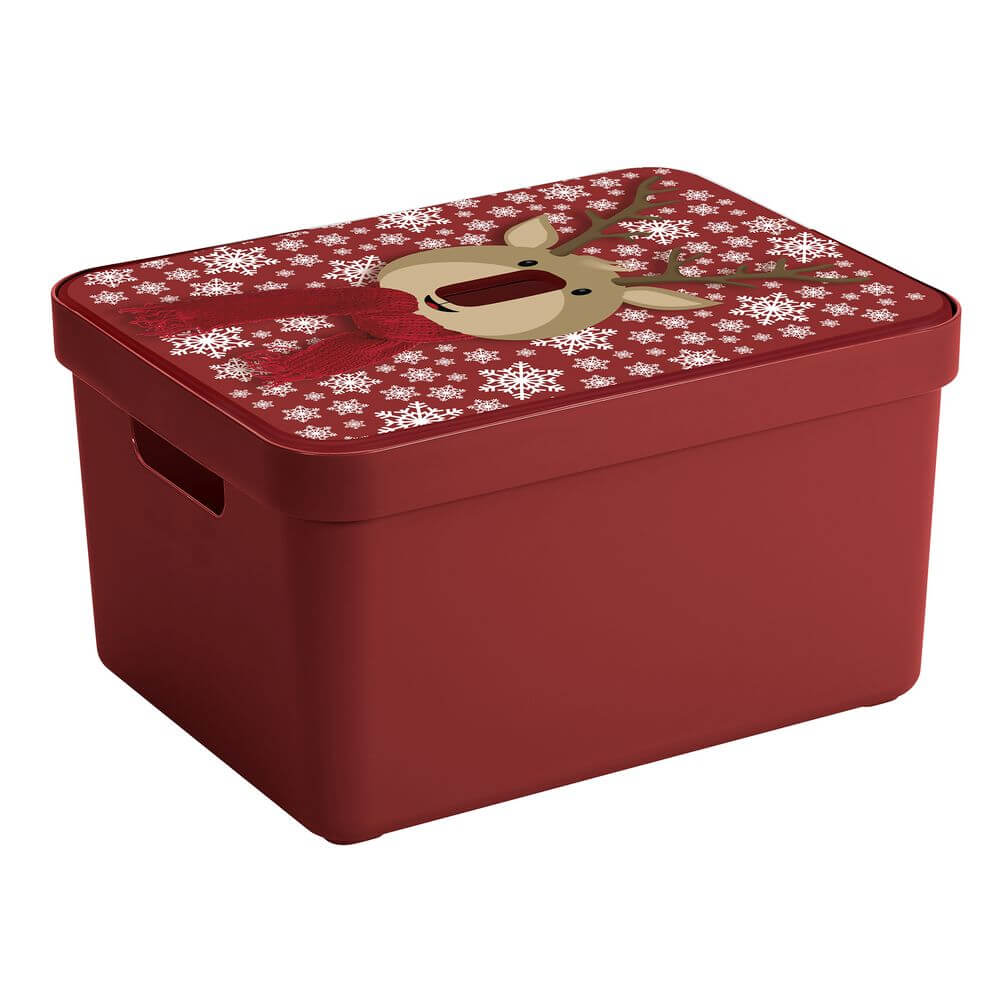 Sigma Home 32L Christmas Storage Box Red Reindeer - HOME STORAGE - Plastic Boxes - Soko and Co