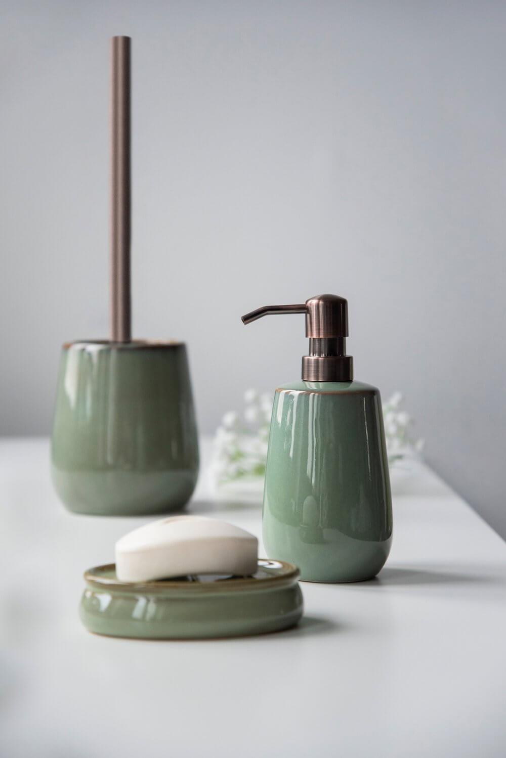 Sirmione Ceramic Soap Dish Reactive Green - BATHROOM - Soap Dispensers and Trays - Soko and Co