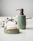 Sirmione Ceramic Soap Dispenser Reactive Green - BATHROOM - Soap Dispensers and Trays - Soko and Co