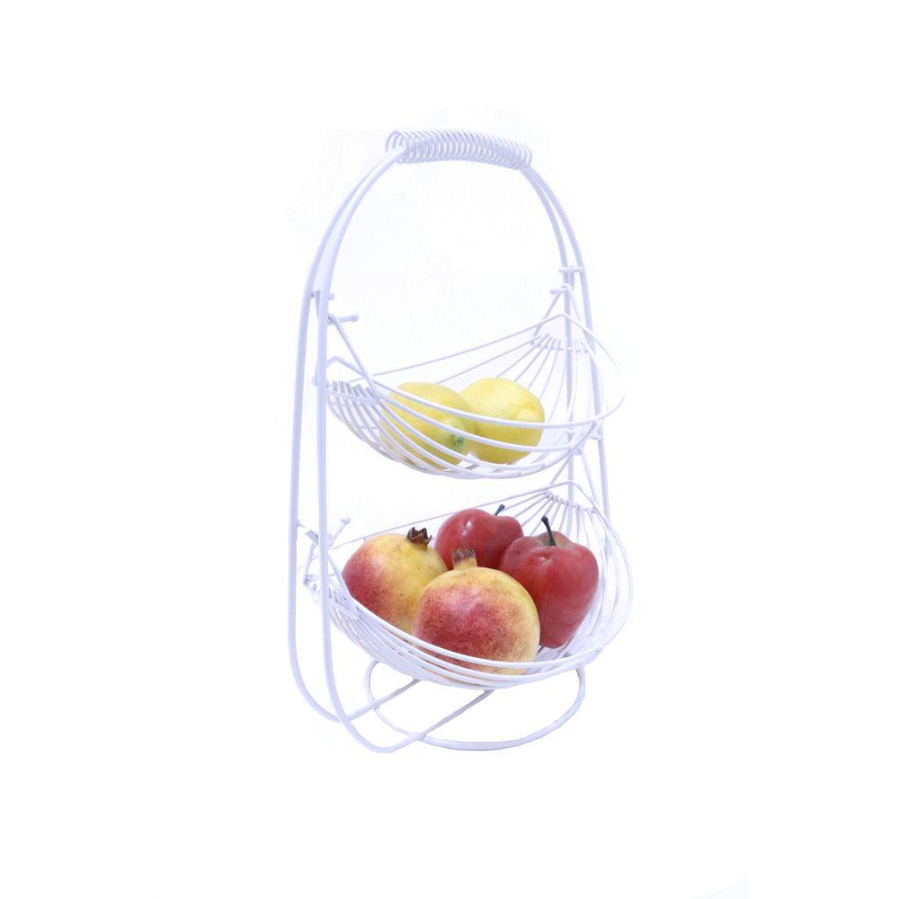 Soko Swing 2 Tier Fruit Basket Classic White - KITCHEN - Bench - Soko and Co