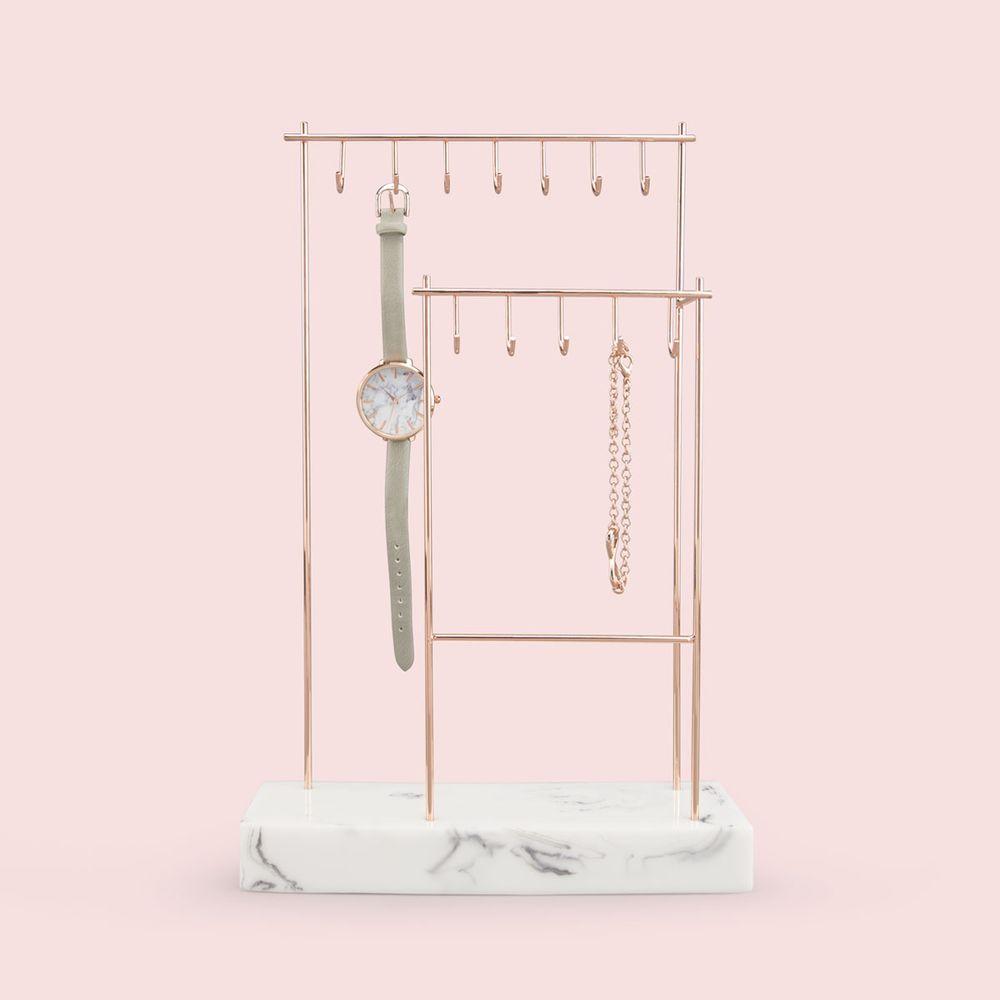 Stackers 2 Tier Jewellery Stand Marble & Rose Gold - WARDROBE - Jewellery Storage - Soko and Co