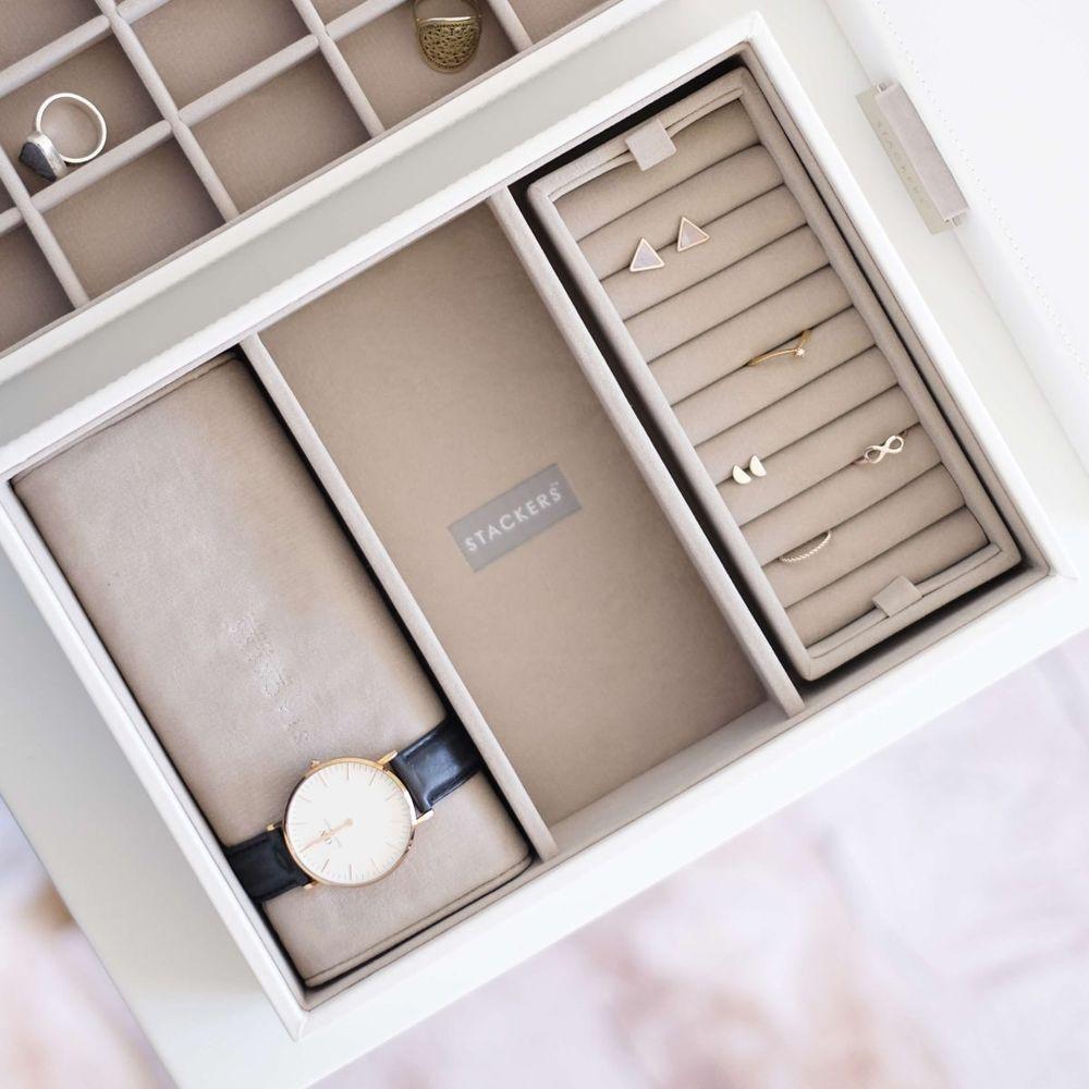 Stackers Classic 3 Compartment Deep Jewellery Tray White - WARDROBE - Jewellery Storage - Soko and Co
