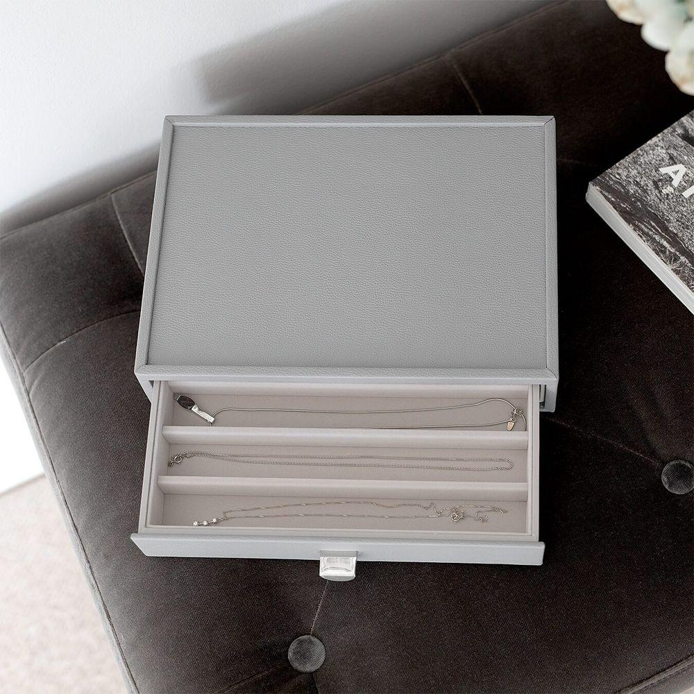 Stackers Classic 4 Compartment Jewellery Drawer Pebble Grey - WARDROBE - Jewellery Storage - Soko and Co