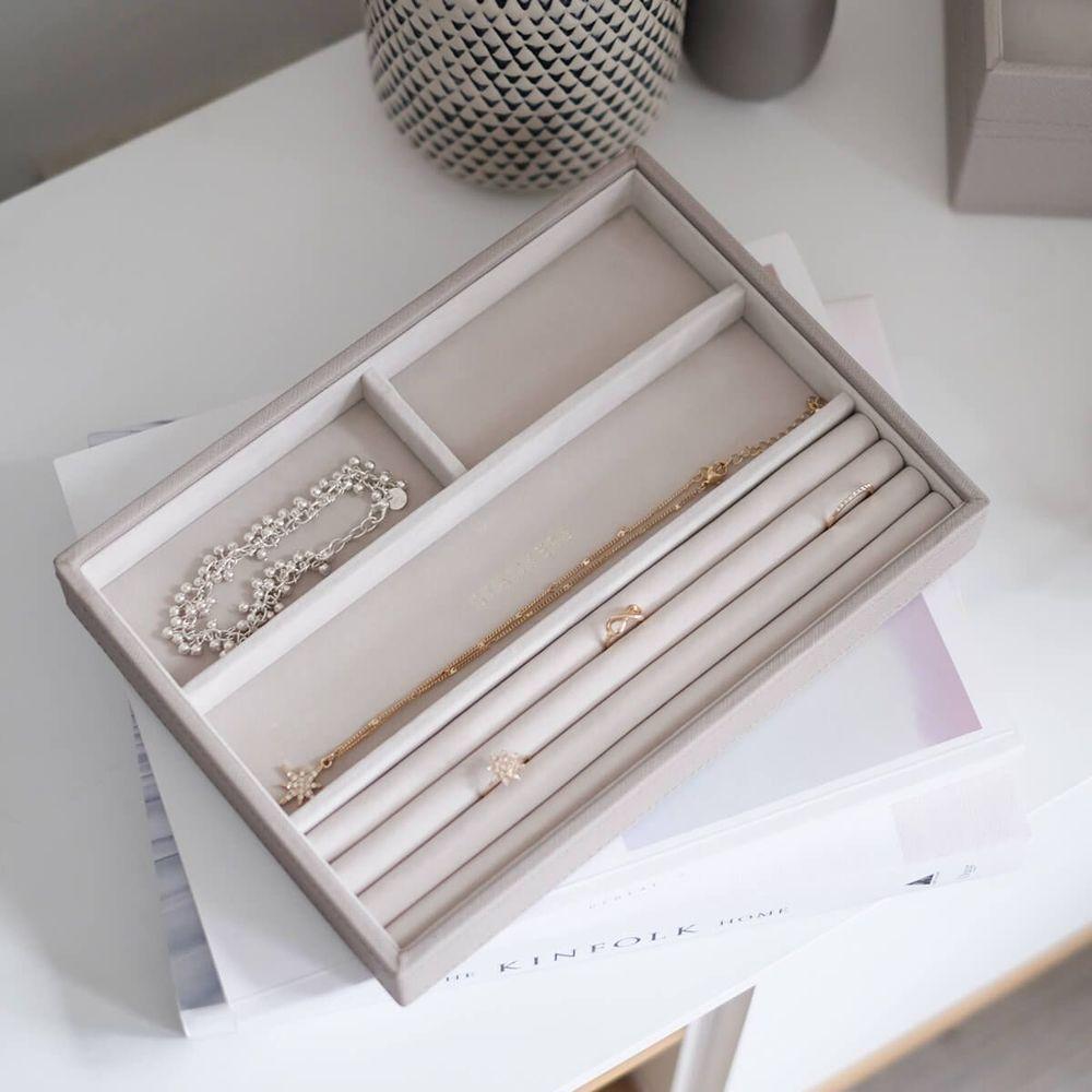 Stackers Classic 4 Compartment Jewellery Tray Taupe - WARDROBE - Jewellery Storage - Soko and Co