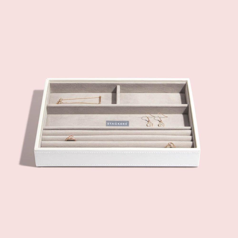 Stackers Classic 4 Compartment Jewellery Tray White - WARDROBE - Jewellery Storage - Soko and Co