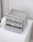 Stackers Classic 5 Compartment Glass Lid Jewellery Drawer Pebble Grey - WARDROBE - Jewellery Storage - Soko and Co