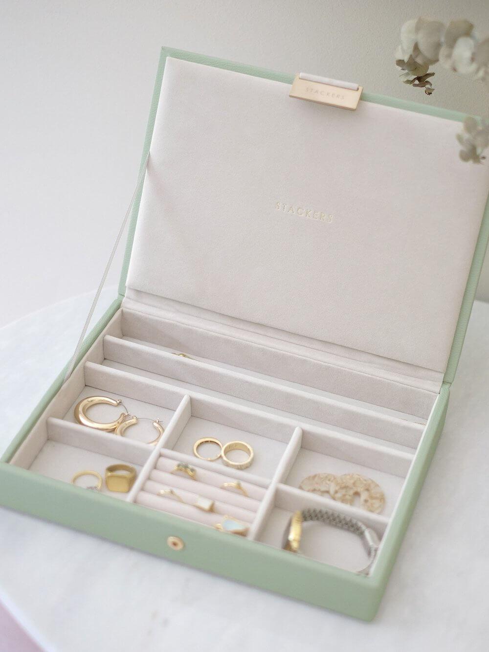 Stackers Classic Lidded Jewellery Box Sage Green - WARDROBE - Jewellery Storage - Soko and Co