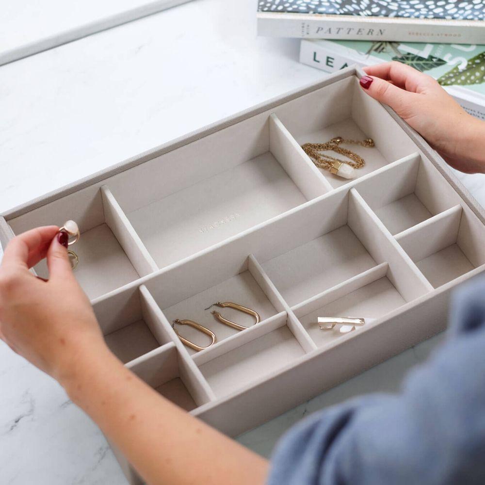Stackers Supersize 11 Compartment Deep Jewellery Tray Taupe - WARDROBE - Jewellery Storage - Soko and Co