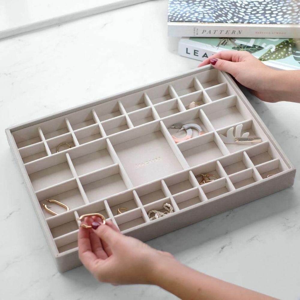 Stackers Supersize 41 Compartment Jewellery Tray Taupe - WARDROBE - Jewellery Storage - Soko and Co