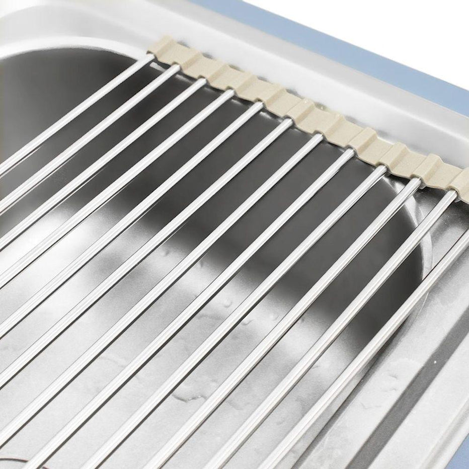 Stainless Steel Over Sink Roll Up Dish Rack Soko & Co