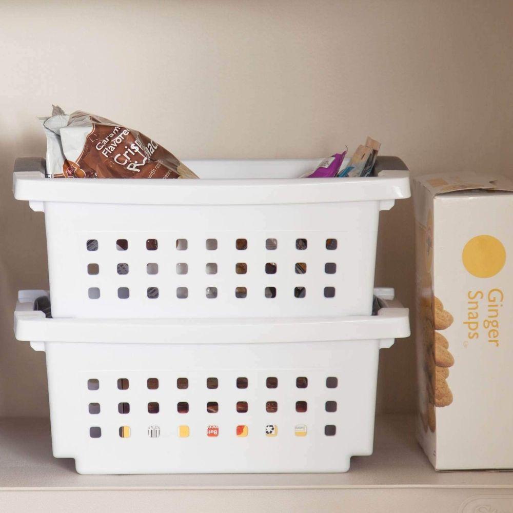 Sterilite Large Stackable Storage Basket White - LAUNDRY - Baskets and Trolleys - Soko and Co