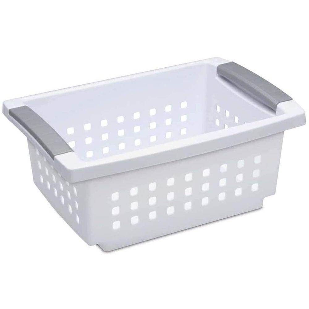 Sterilite Small Stackable Storage Basket White - LAUNDRY - Baskets and Trolleys - Soko and Co