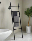 Suri Bamboo Towel Ladder Black - BATHROOM - Towel Racks - Soko and Co