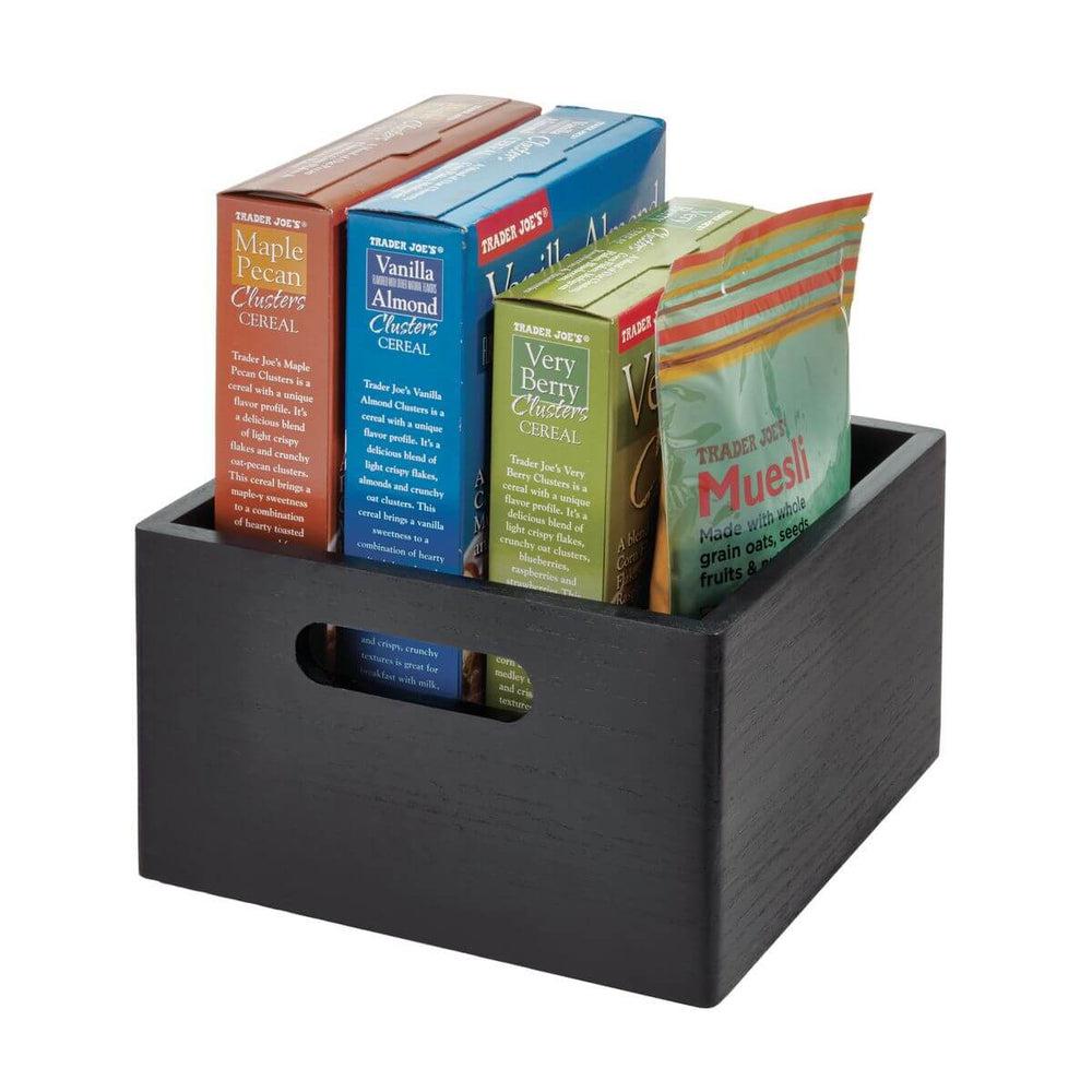 The Home Edit by iDesign Eco Wood Medium Square Stackable Container Black - KITCHEN - Organising Containers - Soko and Co