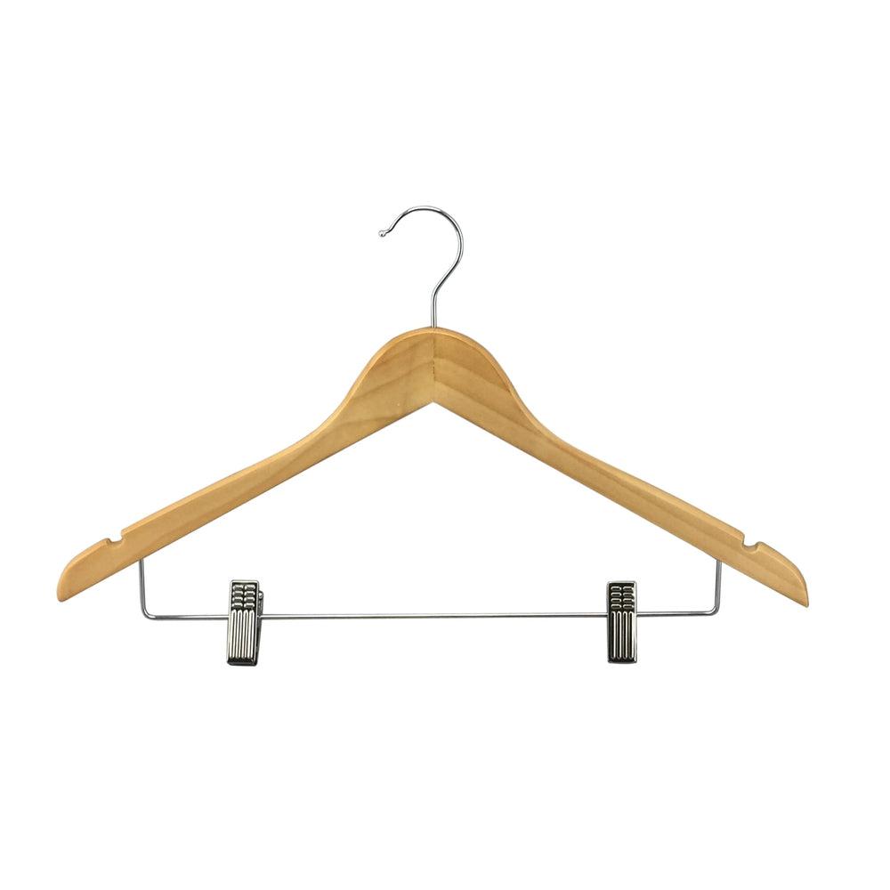Timber Coat Hangers with Clips 4 Pack - WARDROBE - Clothes Hangers - Soko and Co