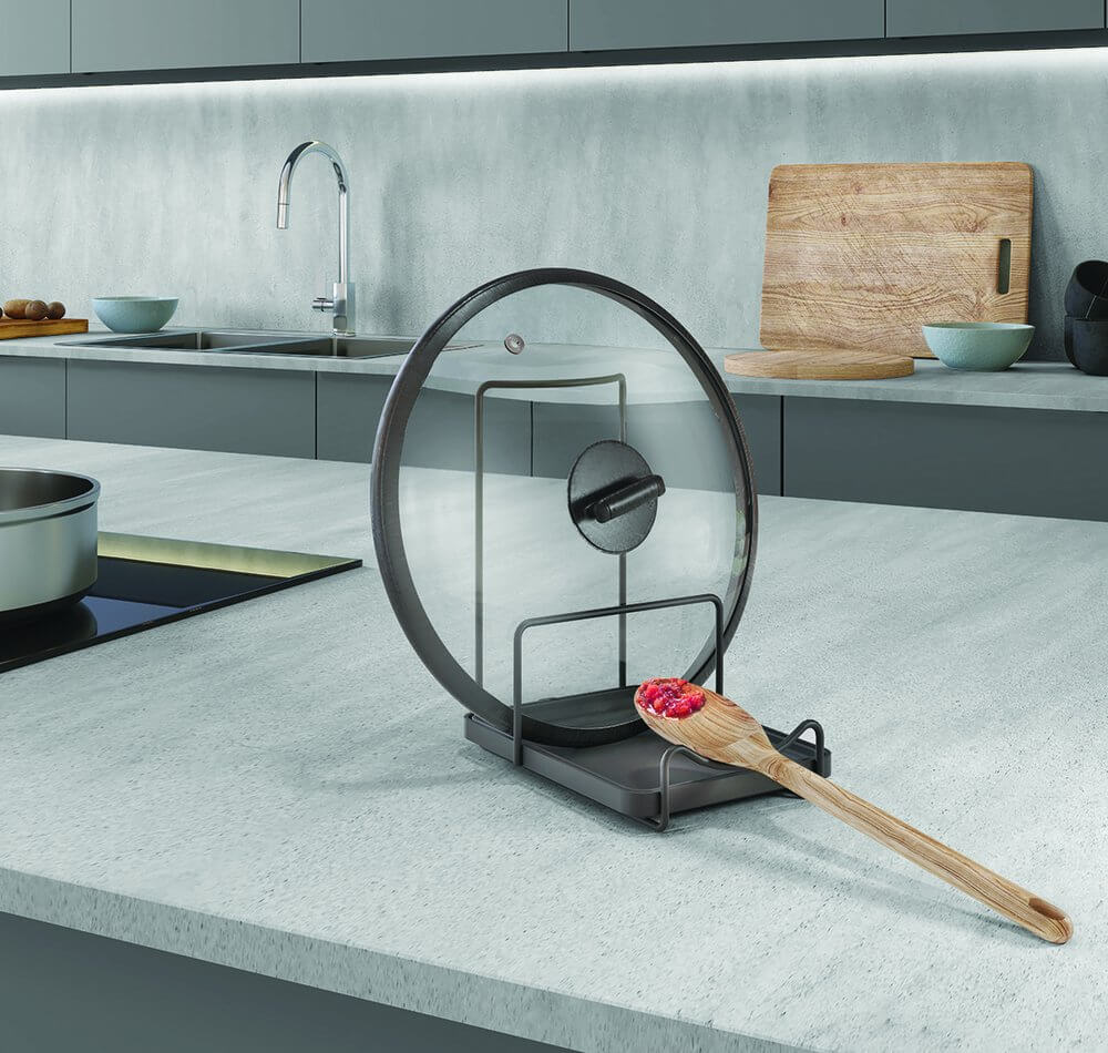 Tokyo Spoon Rest &amp; Lid Stand Matte Black - KITCHEN - Bench - Soko and Co