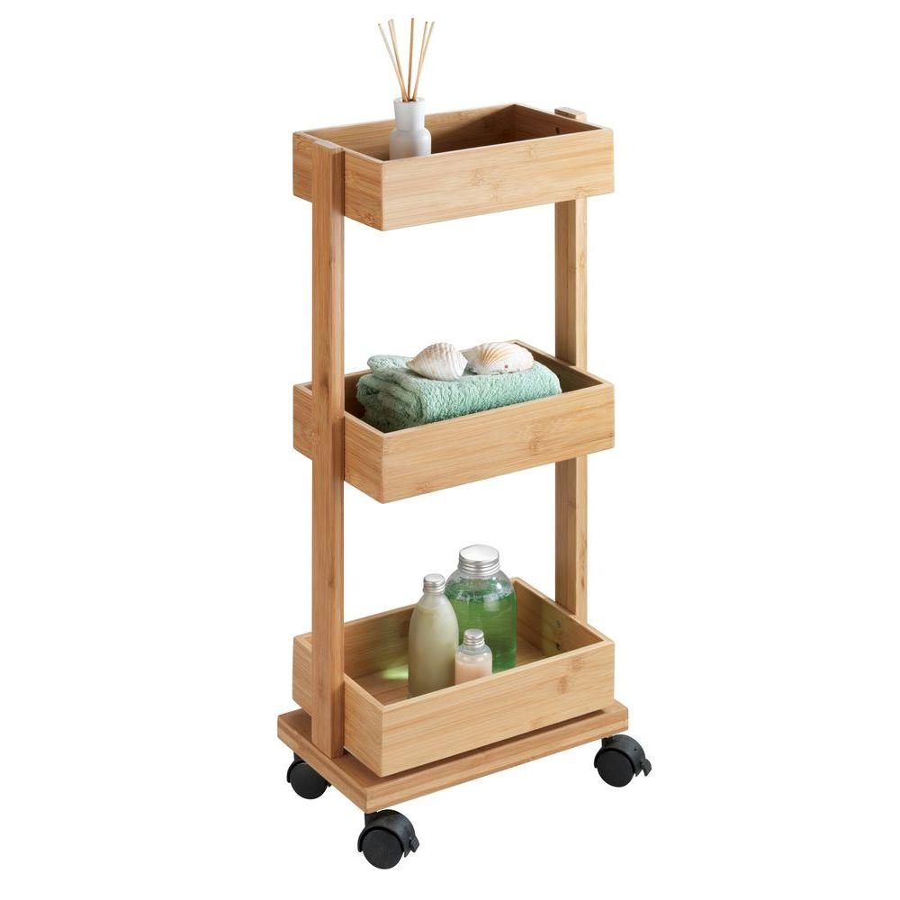 Tortona 3 Tier Bamboo Storage Trolley - HOME STORAGE - Storage Trolleys - Soko and Co