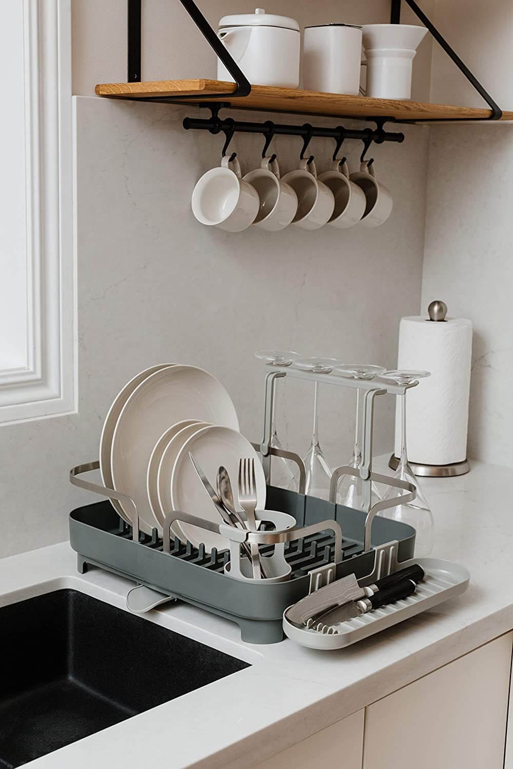 Umbra Holster Deluxe Dish Rack Charcoal Grey - KITCHEN - Dish Racks and Mats - Soko and Co