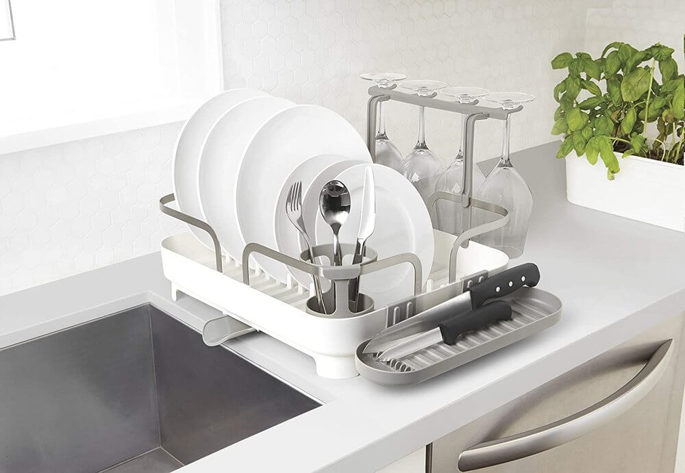 Umbra Holster Deluxe Dish Rack White - KITCHEN - Dish Racks and Mats - Soko and Co