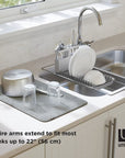 Umbra Udry Over Sink Dish Rack & Microfibre Drying Mat Grey - KITCHEN - Dish Racks and Mats - Soko and Co