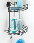 Vac Lock 2 Tier Suction Corner Shower Shelf Matte Black - BATHROOM - Suction - Soko and Co