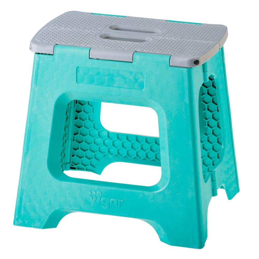 Vigar 32cm Compact Folding Step Stool Turquoise - LAUNDRY - Ladders - Soko and Co